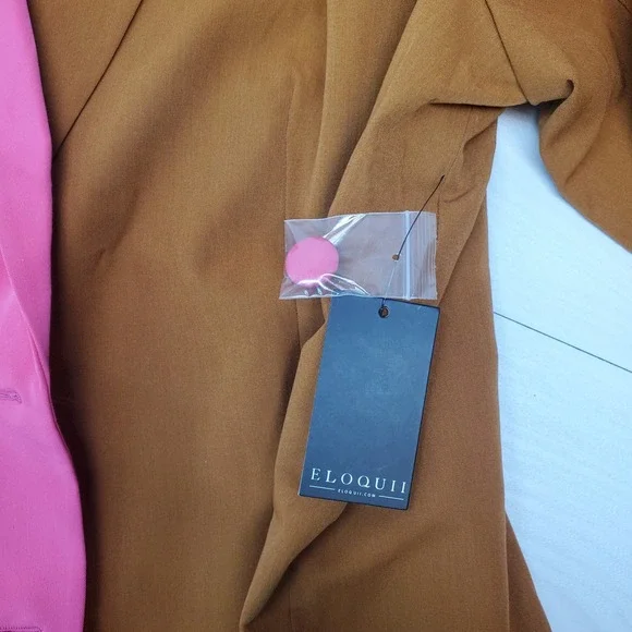 ELOQUII Colorblock Blazer Jacket Pink Brown Two Tone Oversized Womens Size 26